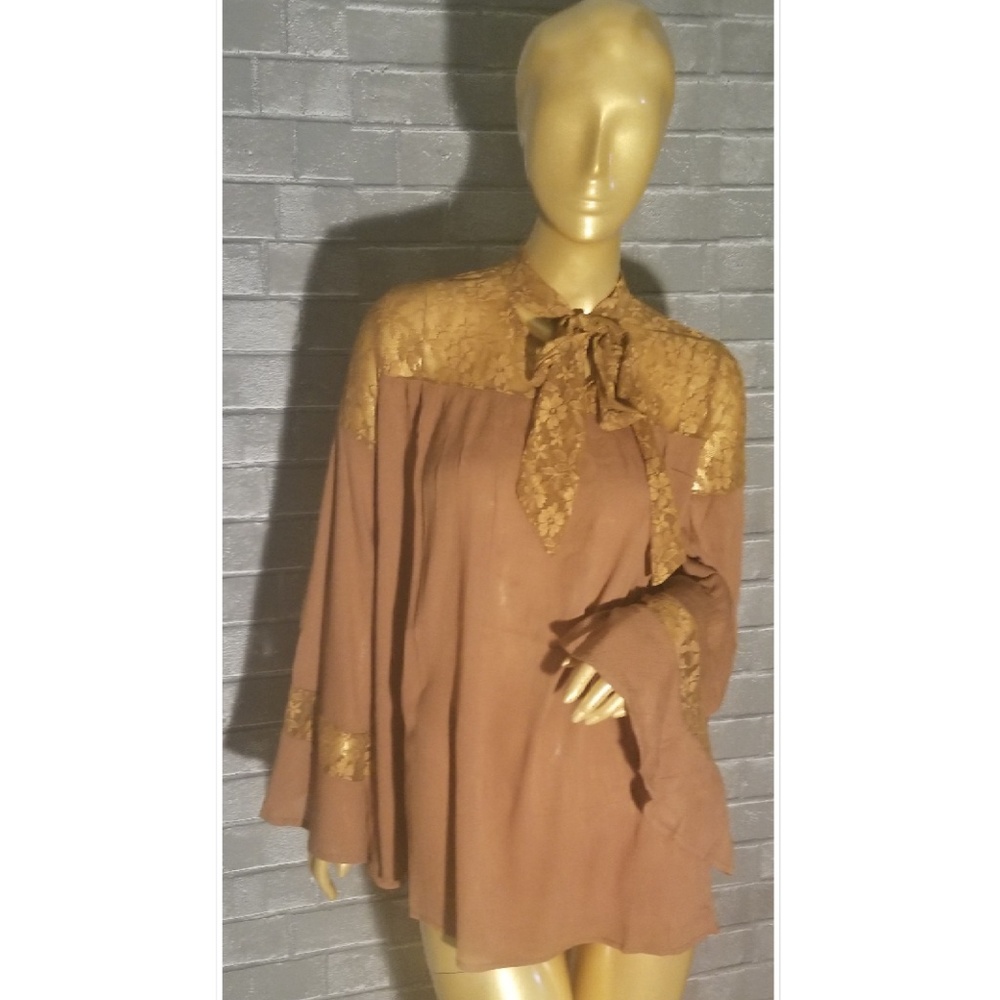 Brown Bell sleeve blouse